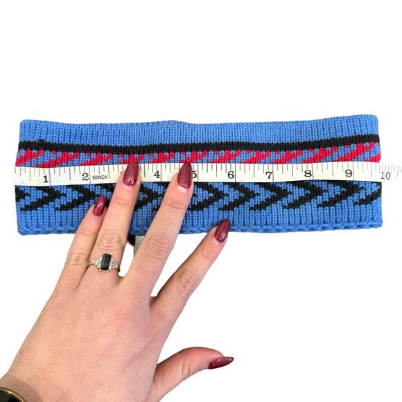 Vintage Eddie Bauer Red Black Blue 100% Wool Headband Ear Warmer One Size - Picture 6 of 7